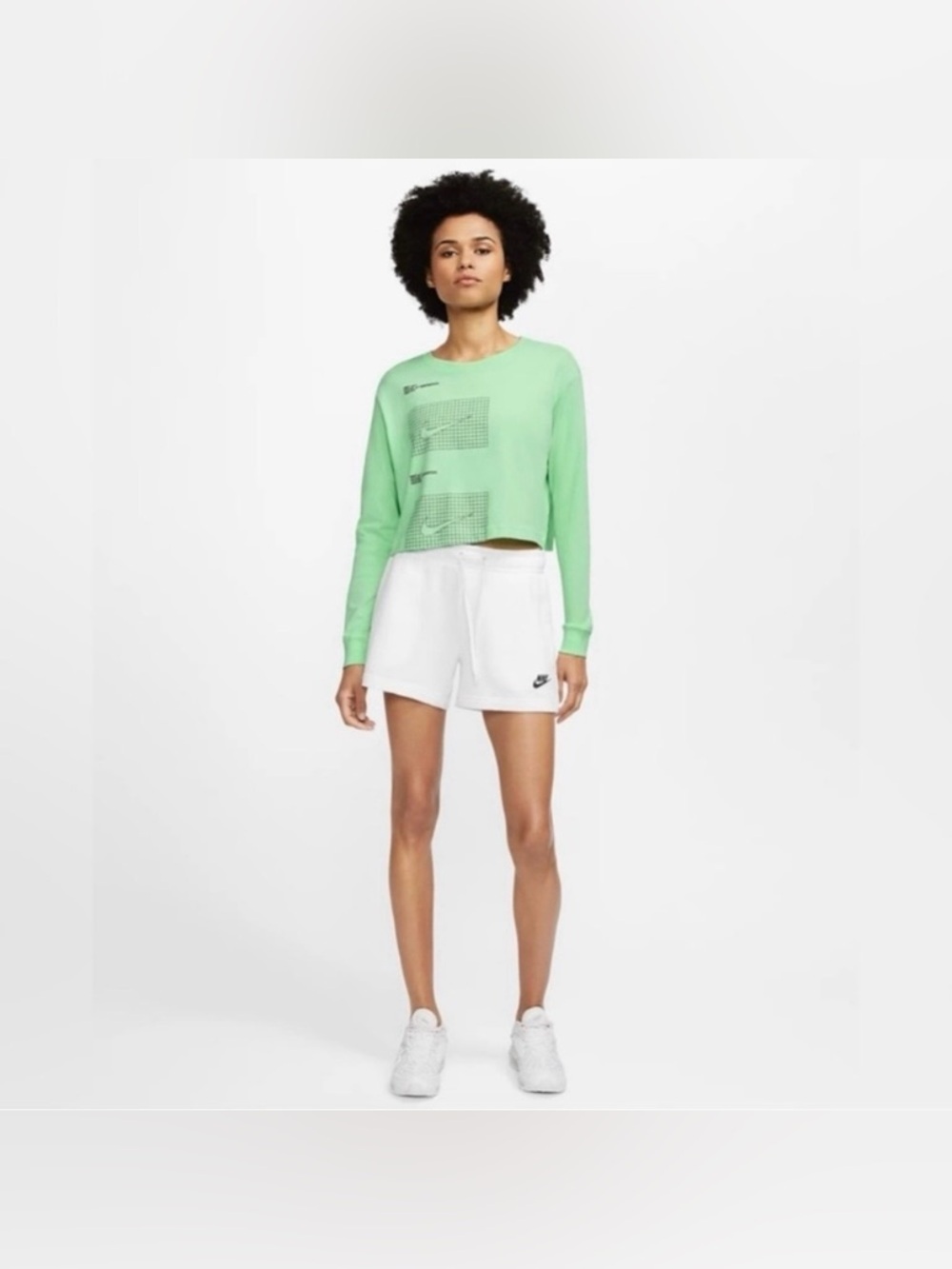 Nike mint green long sleeve house of innovation cropped workout shirt top